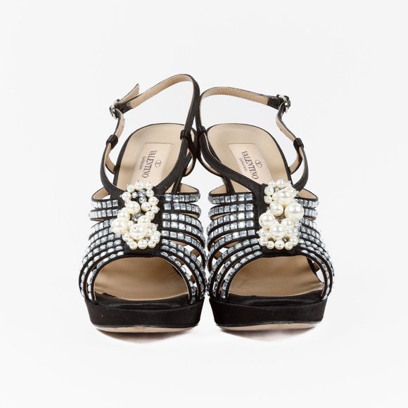 Valentino Crystal and Pearl Embellished Cage Sandals - Picture 2 of 10